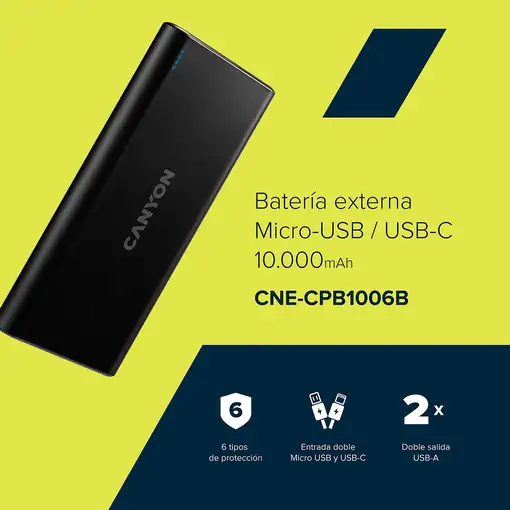 Canyon Powerbank (batería externa) PB-106 10000 mAh Negro