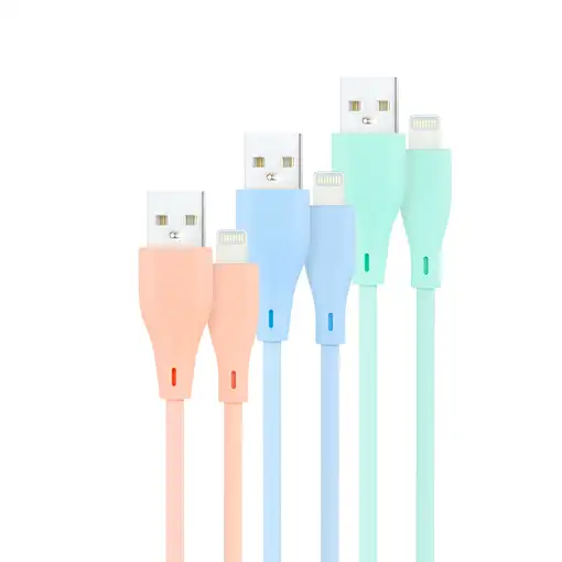 Nanocable 3 Cables Lightning a USB 2.0, Lightning/M-USB A/M, Rosa, Azul y Verde, 1