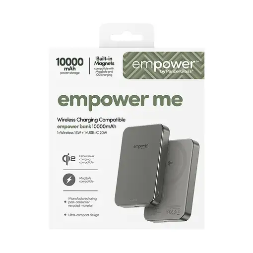 PanzerGlass empower™ by ® empower™ Bank | 10000mAh | Titanium Cargador inalámbrico