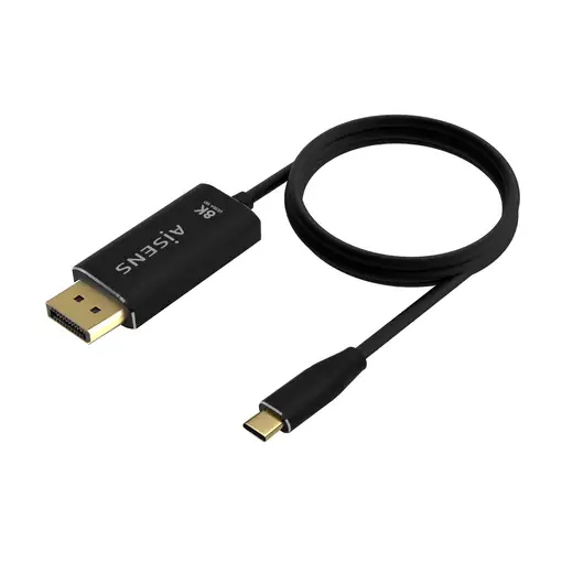 AISENS Cable Conversor Aluminio USB-C a Displayport 8K@60Hz, USB-C/M-DP/M, Negro,