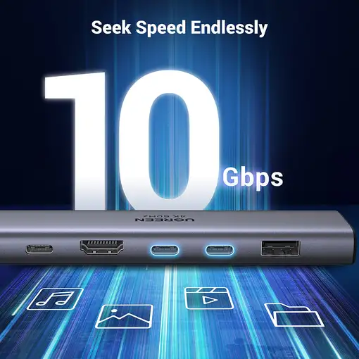 Ugreen REVODOK 7-IN-1 4K@60HZ HDMI DOCK Acoplamiento Base Gris