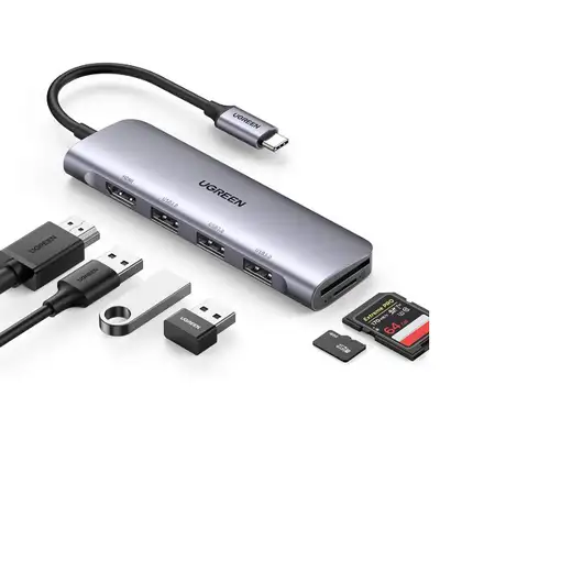 Ugreen 20956A hub de interfaz USB Tipo C 5000 Mbit/s Plata