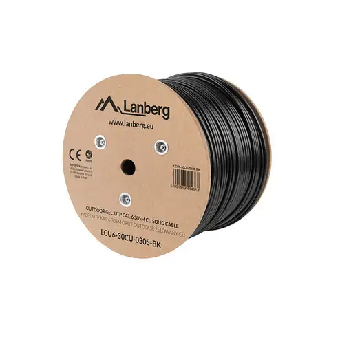 Lanberg LCU6-30CU-0305-BK cable de red Negro 305 m Cat6 U/UTP (UTP)