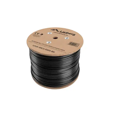 Lanberg LCU6-30CU-0305-BK cable de red Negro 305 m Cat6 U/UTP (UTP)