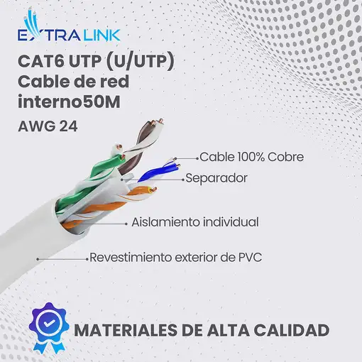 Extralink EX.32358 cable de red Blanco 50 m Cat6 U/UTP (UTP)