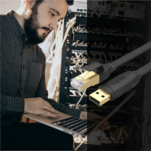 UNITEK Y-SP02001B cable de red Negro 18 m