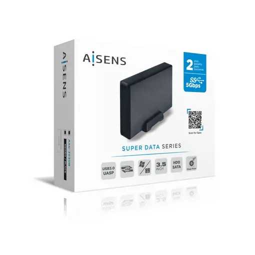 AISENS Caja externa 3,5" ASE-3530B SATA a USB 3.0/USB 3.1 Gen1, Negra