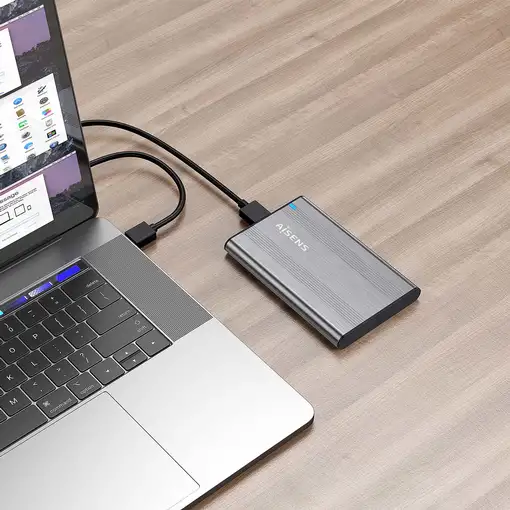 AISENS Caja Externa 2,5″ 9.5mm SATA a USB 3.0/USB3.1 Gen1, Gris