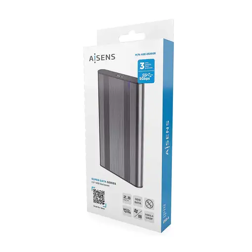 AISENS Caja Externa 2,5″ 9.5mm SATA a USB 3.0/USB3.1 Gen1, Gris