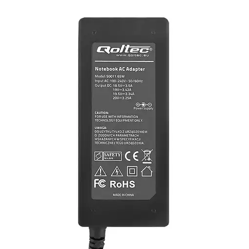 Qoltec 50011 adaptador e inversor de corriente Interior 65 W Negro