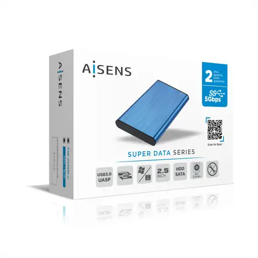 AISENS Caja Externa 2,5" ASE-2525BLU 9.5mm SATA a USB 3.0/USB3.1 Gen1, Azul