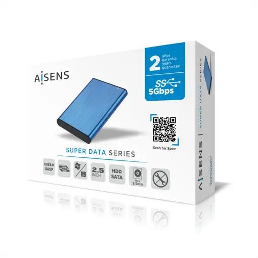 AISENS Caja Externa 2,5" ASE-2525BLU 9.5mm SATA a USB 3.0/USB3.1 Gen1, Azul