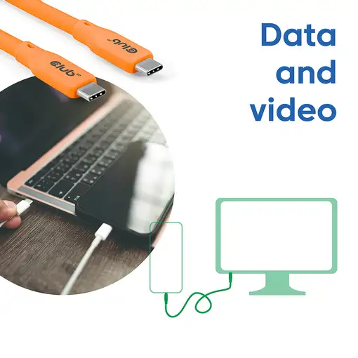 CLUB3D Cable USB C Naranja