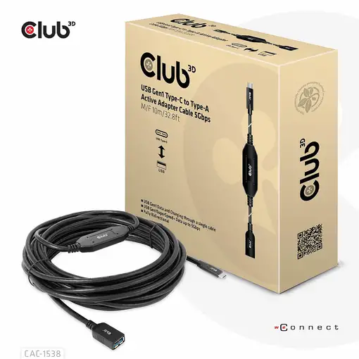 CLUB3D CAC-1538 cable USB USB 3.2 Gen 1 (3.1 Gen 1) 10 m USB C USB A Negro CLUB3D CAC-1538 cable USB USB 3.2 Gen 1 (3.1 Gen 1) 10 m USB C USB A Negro
