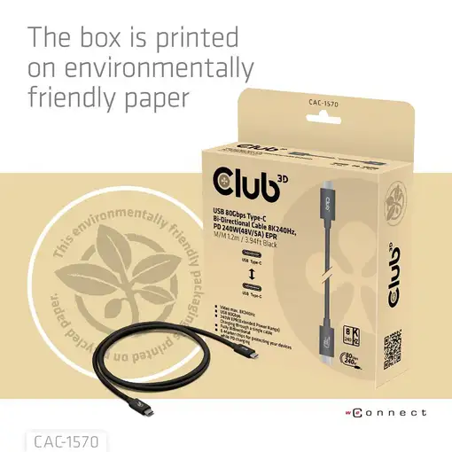 CLUB3D CAC-1570 cable USB USB4 Gen 2x2 1,2 m USB C Negro