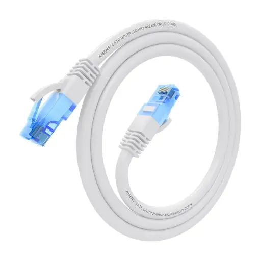AISENS Cable De Red Latiguillo RJ45 Cat.6 UTP AWG26 CCA, Blanco, 0.75 m