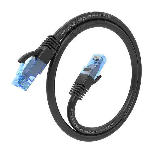AISENS Cable De Red Latiguillo RJ45 Cat.6 UTP AWG26 CCA, Negro, 25 cm