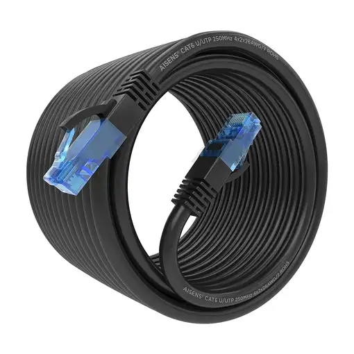 AISENS Cable De Red Latiguillo RJ45 Cat.6 UTP AWG26 CCA, Negro, 7.5 m