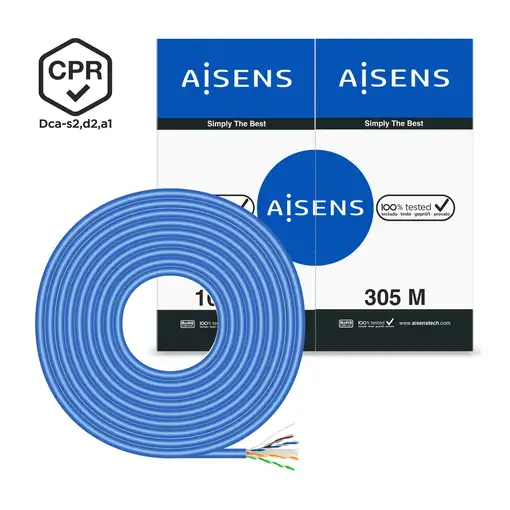 AISENS Cable de Red RJ45 LSZH CPR Dca CAT.6 UTP AWG24, Azul, 305 m