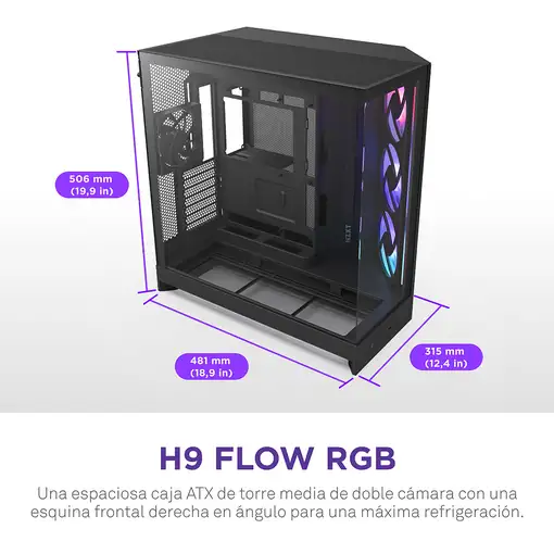 NZXT H9 Flow RGB Midi Tower Negro