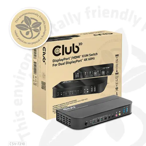 CLUB3D CSV-7210 interruptor KVM Negro