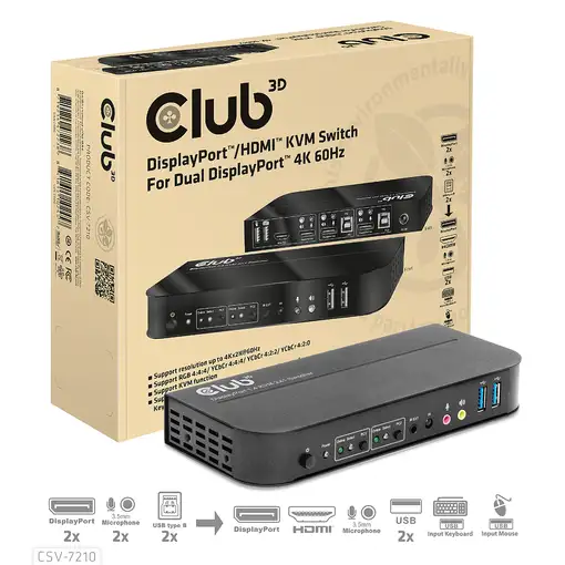 CLUB3D CSV-7210 interruptor KVM Negro