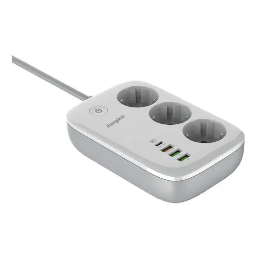 Energizer EPB2500W02EU base múltiple 2 m 3 salidas AC Interior Blanco