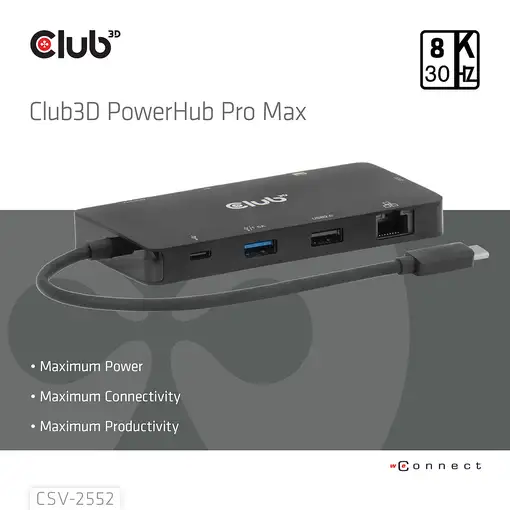 CLUB3D CSV-2552 hub de interfaz USB Tipo C 5000 Mbit/s Negro