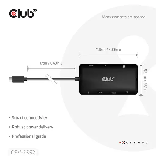 CLUB3D CSV-2552 hub de interfaz USB Tipo C 5000 Mbit/s Negro