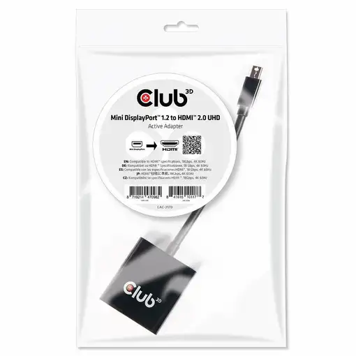 CLUB3D Mini DisplayPort 1.2 a HDMI 2.0 UHD Adaptador Activo