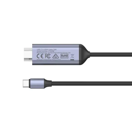 UNITEK V1423B adaptador de cable de vídeo 1,8 m USB Tipo C HDMI