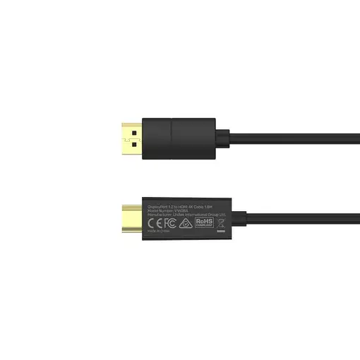 UNITEK V1608A adaptador de cable de vídeo 1,8 m DisplayPort HDMI Gris