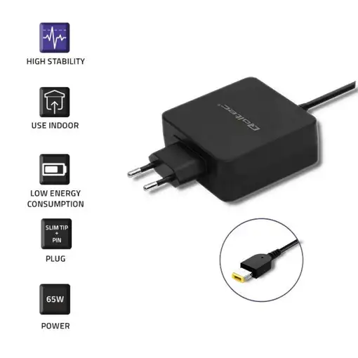 Qoltec 51766 adaptador e inversor de corriente Interior 65 W Negro