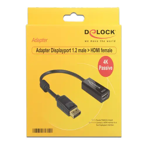 DeLOCK 62609 adaptador de cable de vídeo 0,2 m DisplayPort HDMI Negro