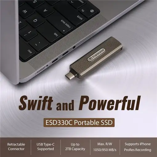 Transcend ESD330C 2 TB USB Tipo C Marrón, Gris