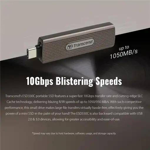 Transcend ESD330C 2 TB USB Tipo C Marrón, Gris