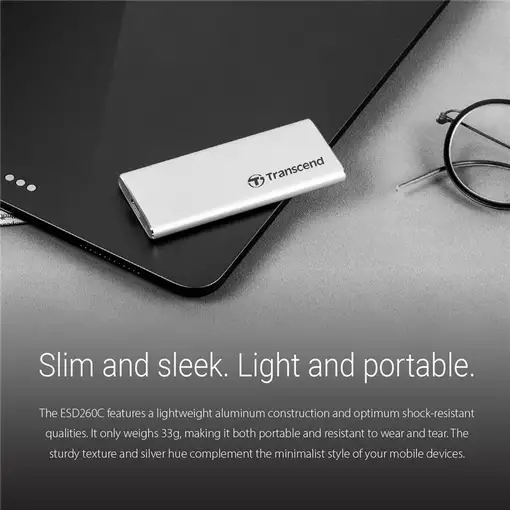 Transcend ESD260C 500 GB USB Tipo C 3.2 Gen 2 (3.1 Gen 2) Plata