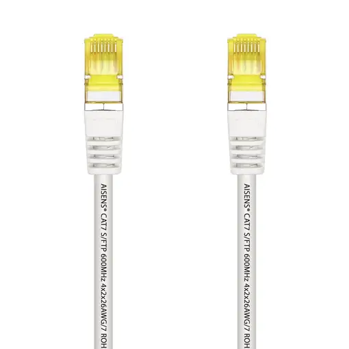 AISENS Cable De Red Latiguillo RJ45 LSZH Cat.7 600 MHz S/FTP PIMF AWG26, Blanco, 0