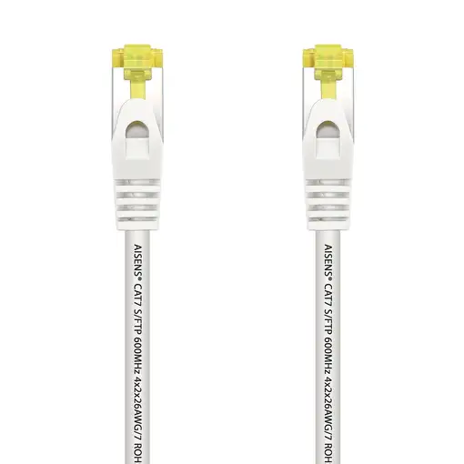 AISENS Cable De Red Latiguillo RJ45 LSZH Cat.7 600 MHz S/FTP PIMF AWG26, Blanco, 0