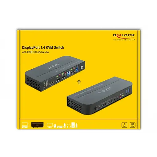 DeLOCK Conmutador DisplayPort 1.4 KVM 8K 30 Hz con USB 3.0 y audio