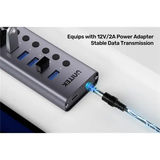 UNITEK H1314A01-EU hub de interfaz USB Tipo C 5000 Mbit/s Gris
