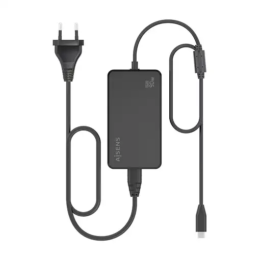 AISENS Cargador De Sobremesa GaN 90W PD3.0 1xUSB-C 1.8m, Negro