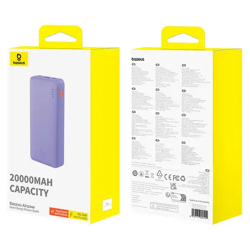 Baseus Airpow PPAP20K Polímero de litio 20000 mAh Violeta