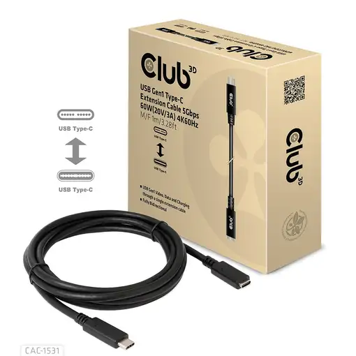 CLUB3D CAC-1531 cable USB 1 m USB C 2 x USB C Negro