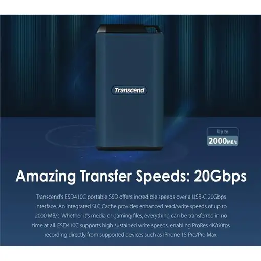 Transcend ESD410C 2 TB USB Tipo C Azul