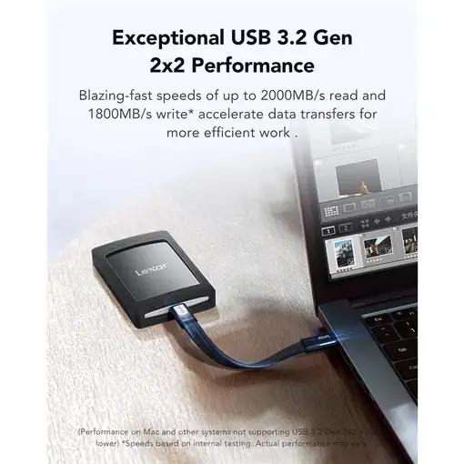 Lexar SL500 4 TB USB Tipo C USB 3.2 Gen 2x2 Negro