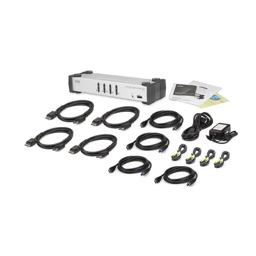 ATEN Switch KVMP™ DisplayPort USB 3.0 de 4 puertos (cables incluidos)