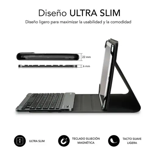 Funda para Tablet Con Teclado Bluetooth Keytab Pro Bluetooth 9.6\a 10.8\  Negro