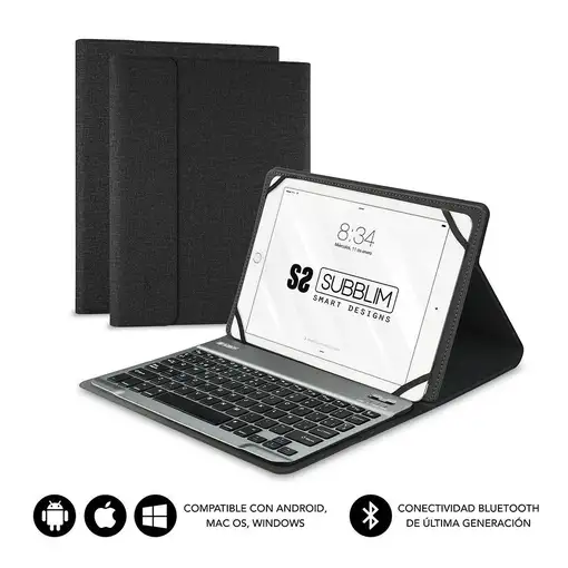 Funda para Tablet Con Teclado Bluetooth Keytab Pro Bluetooth 9.6\a 10.8\  Negro