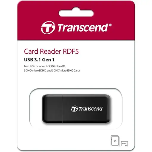 Transcend RDF5 lector de tarjeta USB 3.2 Gen 1 (3.1 Gen 1) Type-A Negro